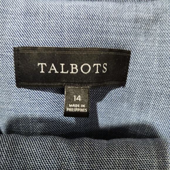 Talbots Womens Blue Tailored Sharkskin Blazer Bootcut Pants Suit Size 12/14 - Picture 3 of 16